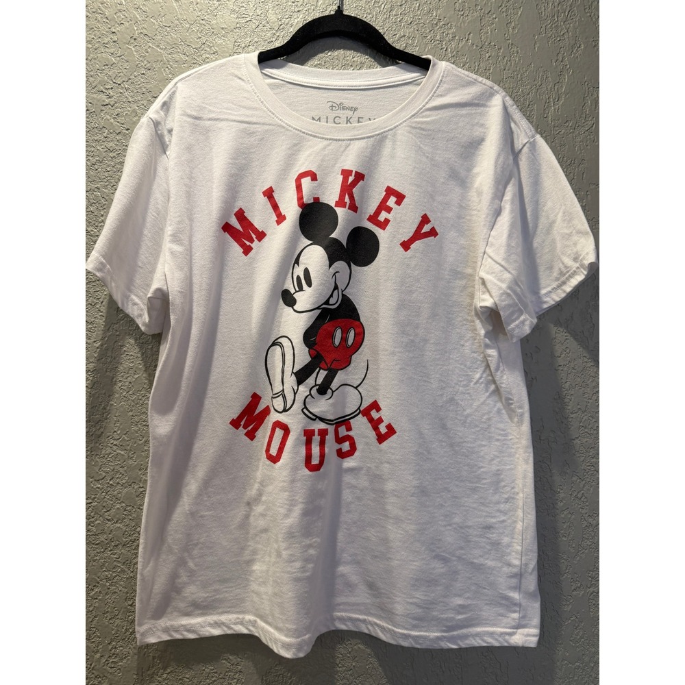 Disney Mickey Mouse Graphic Tee White Red Graphic Print Short Sleeve Mens XXL